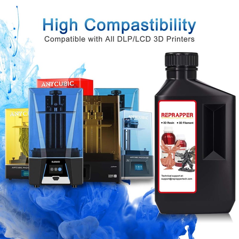 RepRapper Store 3D Printer Resin, 405nm Fast UV-Curing Color Change 1kg Standard Resin Pack, Photopolymer 3D Printing Resin with Metallic Shine for LCD Printer, Blue/Brass/Silver 3 * 1000g - Image 4